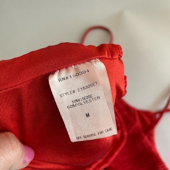 Etophe Studios Swimsuit Red Smocked Bikini S/M - Picture 6 of 8